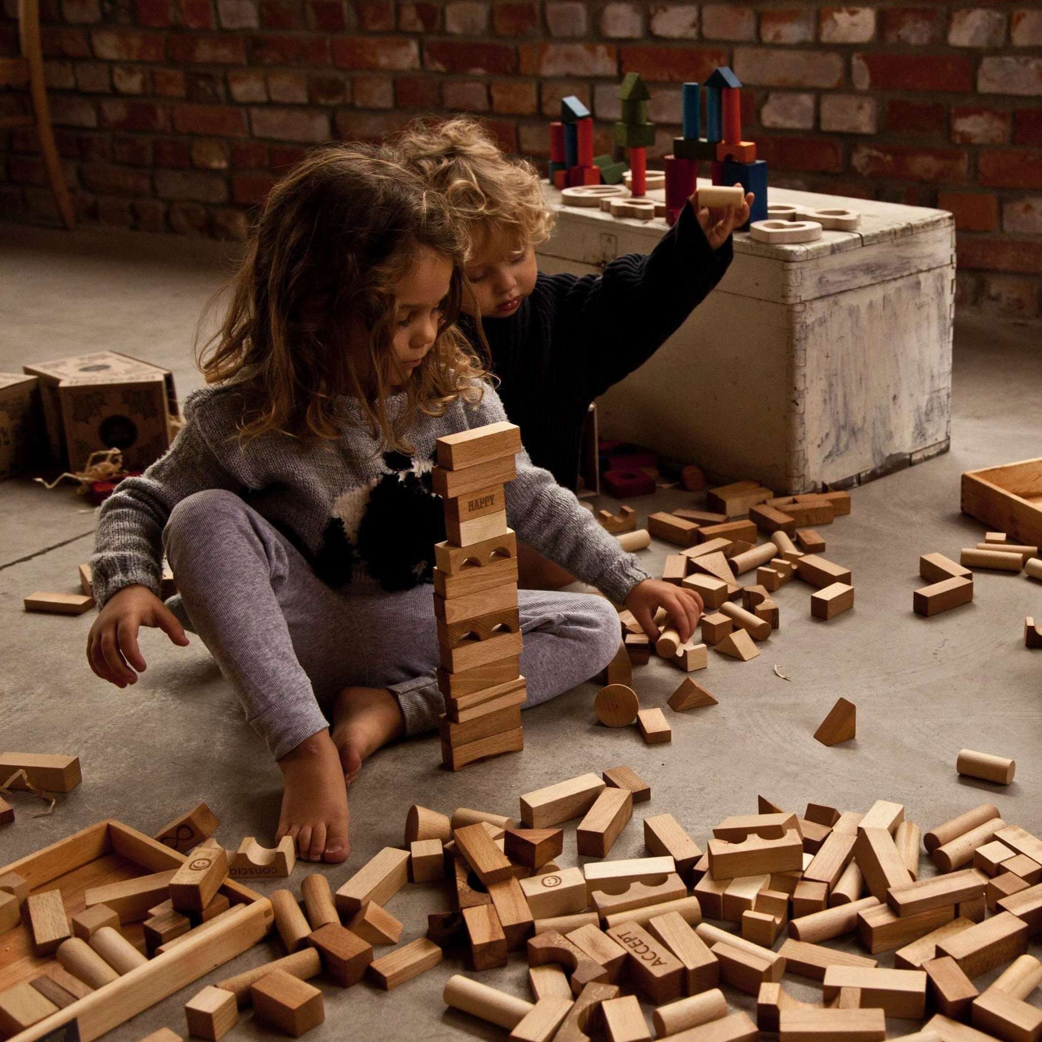 Wooden Blocks in a Bag – Natural, 50 Pieces