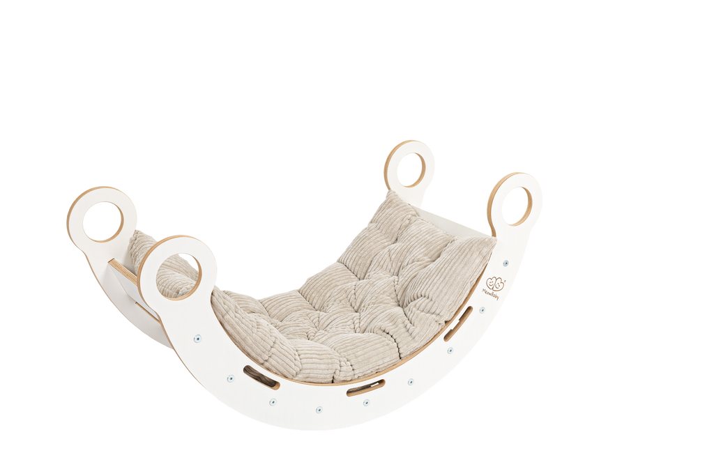 White Wooden Dream Rocker with Pillow, Slide and Ladder - Medium