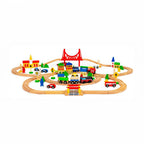 Wooden Train Set, 90 Pieces