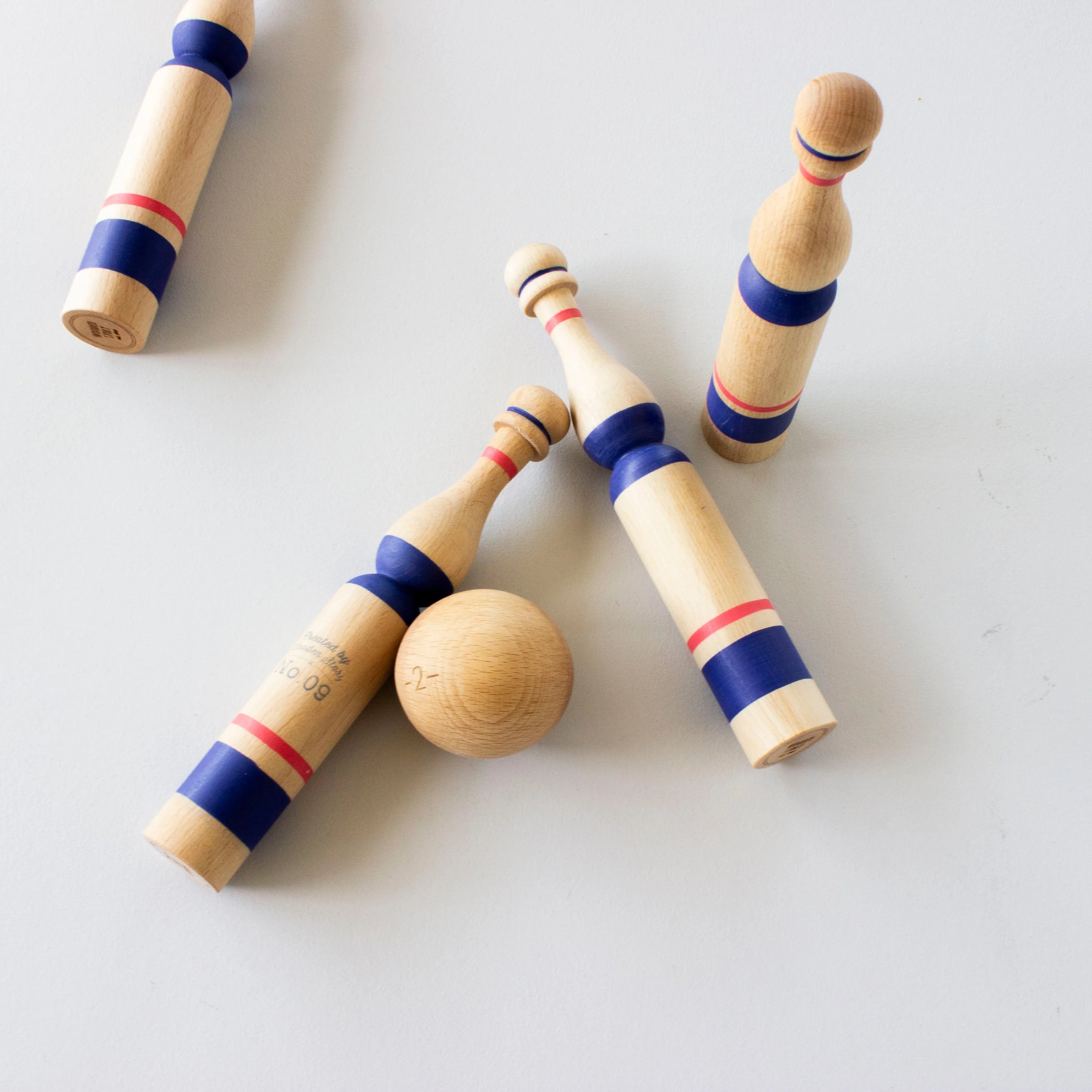Wooden Bowling Pins - Blue