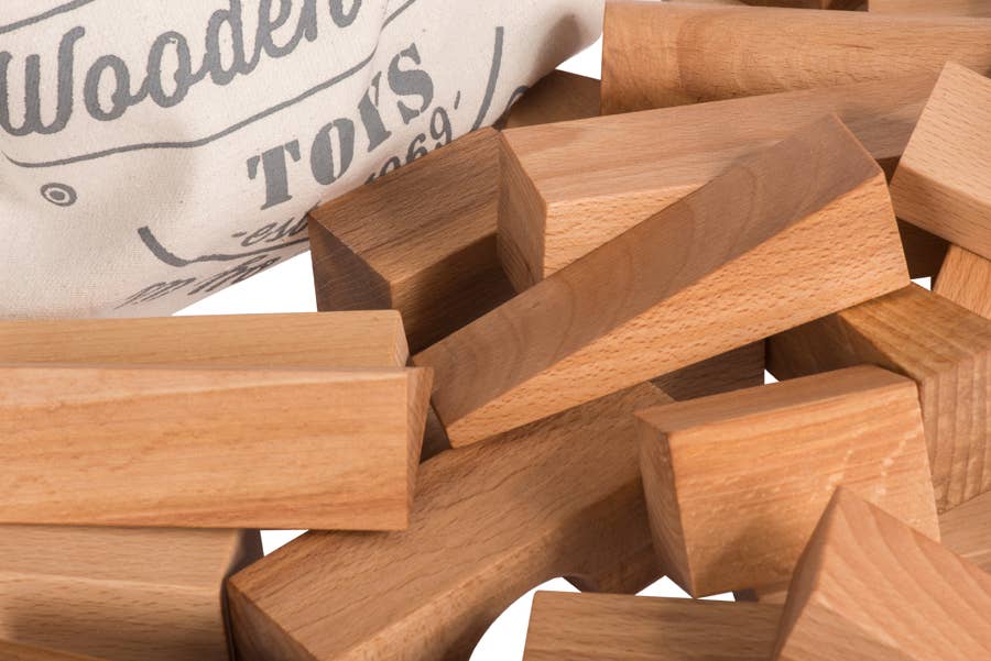 Wooden Blocks in a Bag – Natural, 50 Pieces