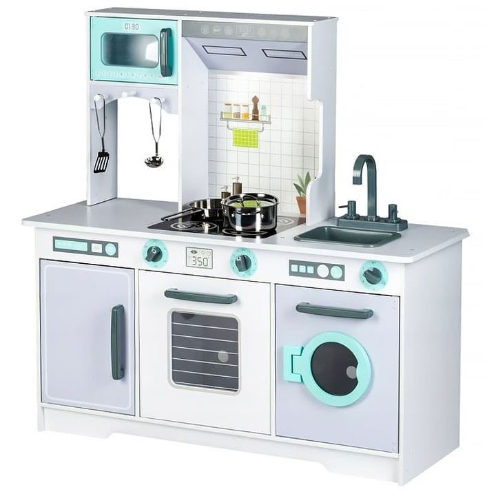 Large Wooden Play Kitchen with Accessories