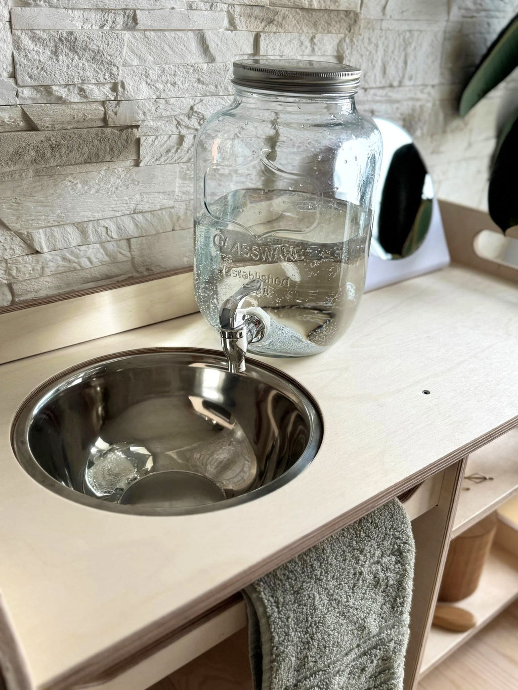 Montessori Wooden Washbasin With Storage for Kids - Large