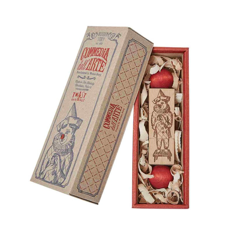 Commedia Dell'Arte Wooden Spinning Puzzle - Colorful